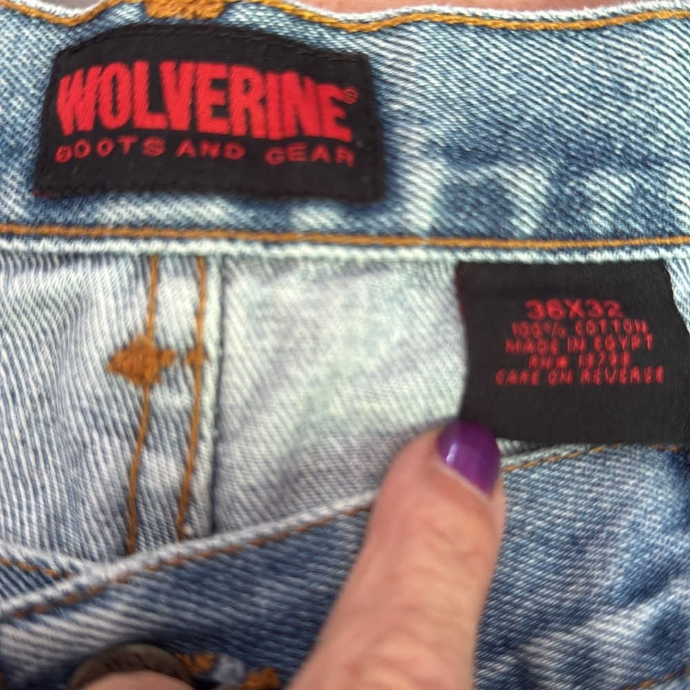 Wolverine Blue Denim Carpenter Style Denim Jeans. Medium Wash. Size 36 X 32. - Picture 7 of 9